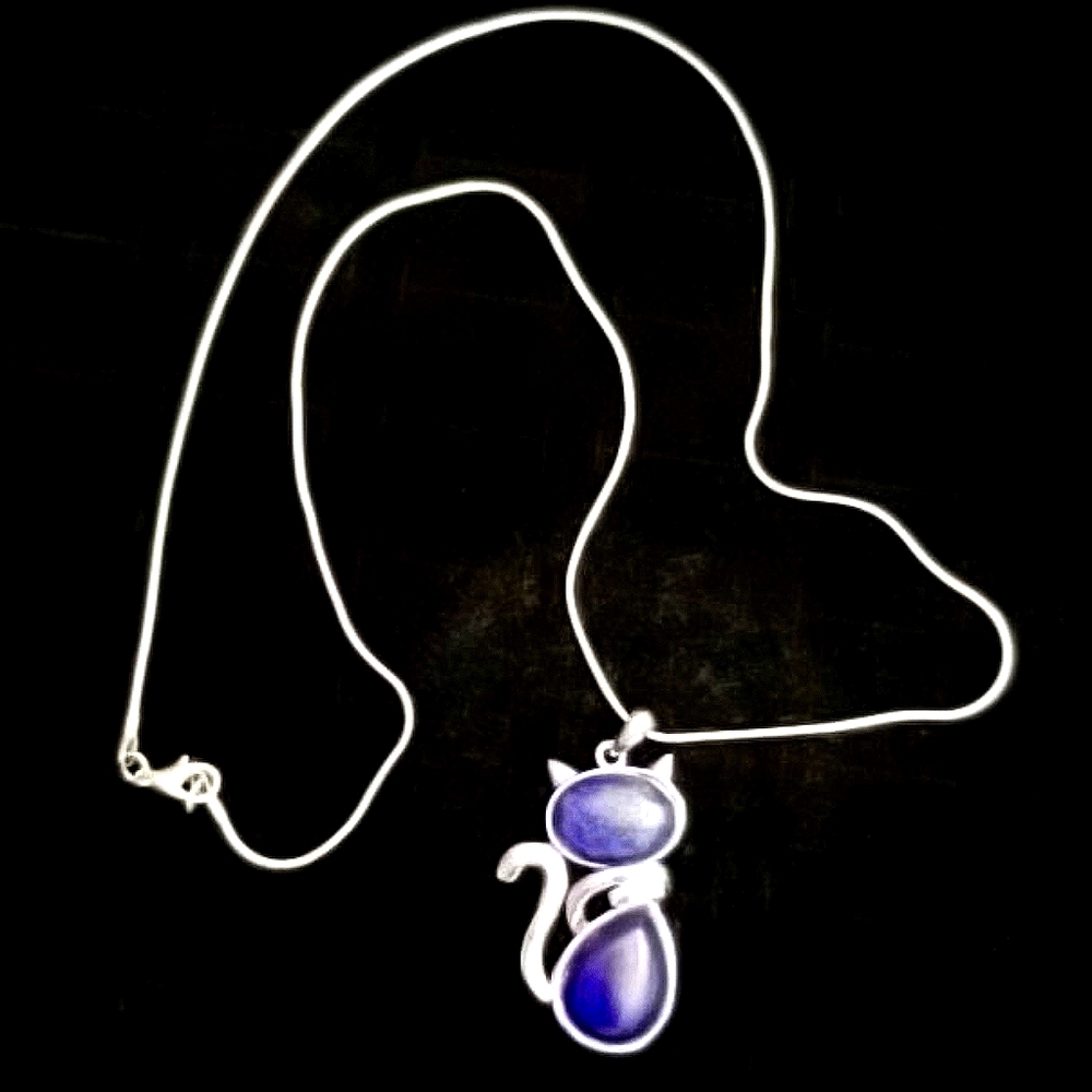 Lapis Cat Necklace 24"